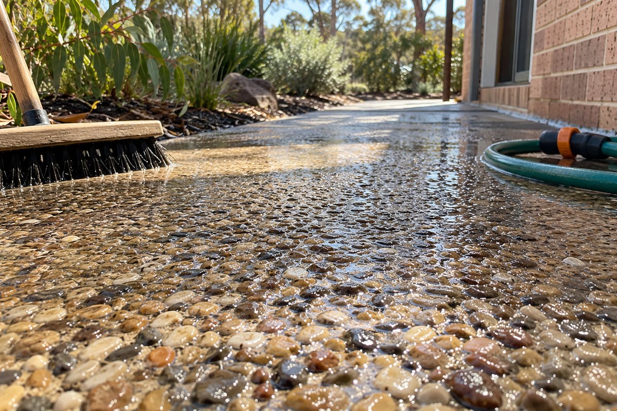 Illustrative photo for Exposed aggregate and coloured concrete